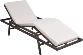 vidaXL Sonnenliege mit Auflage Poly Rattan Braun 43107