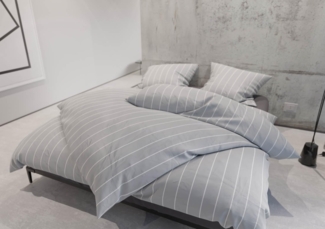 Mako Satin Bettwäsche Urban Stripe grau 135x200 + 80x80