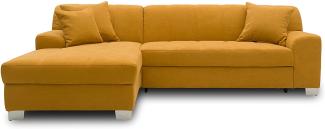 DOMO. collection Capri Ecksofa | Eckcouch in L-Form mit Schlaffunktion, Polsterecke Schlafsofa, mango gelb, 239x152x75 cm