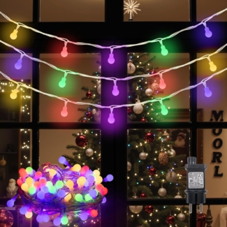 LEDYA Kugel Lichterkette Bunt, 12M 120 LEDs Partylichterkette mit Stecker für Innen und Außen, 8 Leuchtmodi mit Timer und Memory-Funktion, ideal für Weihnachten, Hochzeit, Garten, Balkon, Party Deko