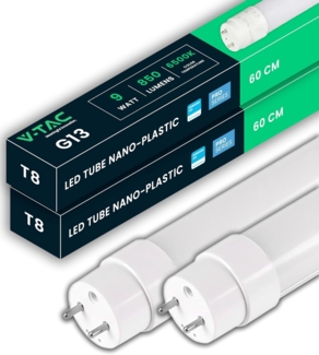 V-TAC 2x LED Röhre 60 CM - T8 - G13 -Fassung 7,5W - 850 Lumen - Samsung Chip - LED-Röhren für Decke, Wand, Garage, Geschäft - T8 Röhre - Ersatz für Neonröhren - Licht Kaltweiß 6500K
