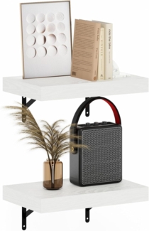 Furinno Tanna 37 cm schwebende Ausstellungsregale zur Wandmontage, Weiße Textur, 2er-Set