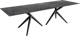 Esstisch Edge 300x100 Keramik Laminam®Nero Greco Anthrazit Estelar rund Metall Schwarz
