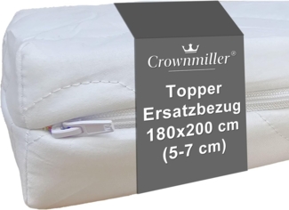 Crownmiller Topperbezug 180x200cm, für Topper von 5-7 cm, waschbar bis 60°C, OEKOTex100