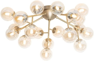 Qazqa Deckenleuchte Bianca, ohne Leuchtmittel, G9, Bronze, Art Deco, Glas, 20-flammig
