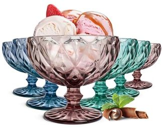 6 bunte Eisbecher 300ml Eisgläser Dessertgläser Cocktailgläser Martinigläser