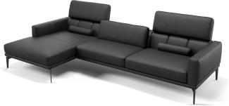 Sofanella Eckcouch SALERNO Leder Polsterecke Sofalandschaft in Schwarz M: 277 x 157 Breite x 97 Tiefe