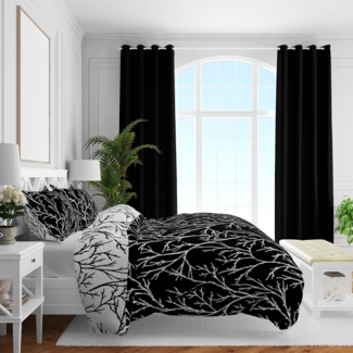 Brielle Bettwäsche Mako Satin Wendebettwäsche-Set - 3-tlg - Schwarz-Weiß, 3 teilig, Mit Reißverschluss, 100% Baumwolle