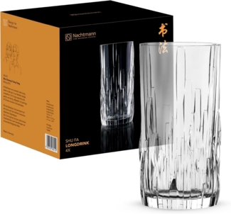 Nachtmann Shu Fu Longdrinkglas, 4er Set, Longdrinkbecher, Cocktailglas, Kristallglas, 360 ml, 0098064-0