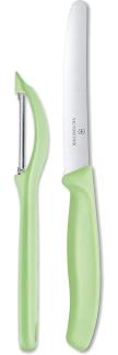 Victorinox Swiss Classic Set, 2er-Set, Tomatenmesser mit Universalschäler, hellgrün