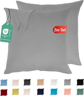 Livessa 2er Set Kissenbezug 80x80 aus%100 Baumwolle Jersey Stoff - Verdeckter Reißverschluss, Kopfkissenbezug 80x80 cm, Kissenhülle, Ultra weich und atmungsaktiv, Oeko-Tex Zertifiziert