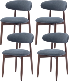 COLAMY Esszimmerstühle 4er Set, Polsternder Stühle Esszimmer mit Rückenlehne, Moderne Küchenstühle Gepolstert, Stoff Dining Chairs mit Back und Holzbeinen für Esszimmer, Küche, Restaurant, Blau