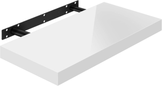 WOLTU Wandregal Volato Wandboard freischwebend hochglänzend weiß Schweberegal CD DVD Regal Bücherregal Holz Board 50 x 22,9 x 3,8 cm RG9477ws
