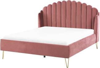 Bett mit Lattenrost AMBILLOU 140 x 200 cm Samtstoff Rosa