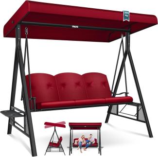 KESSER® Hollywoodschaukel mit Sonnendach 3-Sitzer & Sitzpolster-Auflage | Gartenschaukel bis 360kg belastbar | Gartenliege mit Anti-Rutsch-Füßen | Schaukelbank wasserabweisend für Outdoor & Indoor Bordeaux
