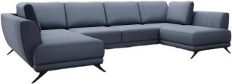 Designer Sofa Nina mit Schlaffunktion Stoff Blau