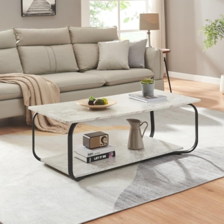 Couchtisch Kolta 120 x 60 x 43 cm Marmoroptik, Weiß [en. casa]