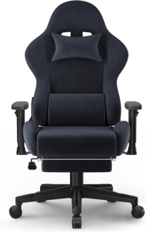 JUMMICO Gaming Stuhl Stoff, Schreibtischstuhl mit Massagefunktion, Bürostuhl Ergonomisch 90-180° Verstellbarer Verstellbare Armlehnen, 200kg, Grau