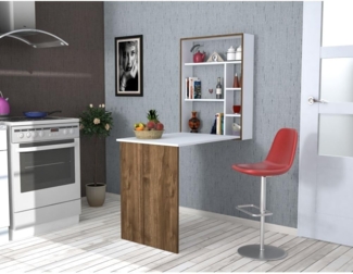 Homemania Schreibtisch Magicbox 62 x 16 x 82 cm Weiß und Walnuss-Optik