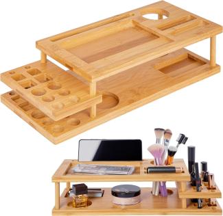 ONVAYA® Organizer für Make-up & Schminke | Kosmetik Organizer aus Bambus-Holz | Aufbewahrungsbox fürs Badezimmer | Ordnungsbox für Bad, Schminktisch oder Schreibtisch | multifunktional