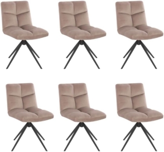 HOME DELUXE Esszimmerstuhl drehbar Samt NODA – 6er Set Hellbraun