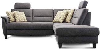 Cavadore Schlafsofa Palera mit Federkern / L-Form Sofa mit Bettfunktion / 236 x 89 x 212 / Büffellederoptik Dunkelgrau