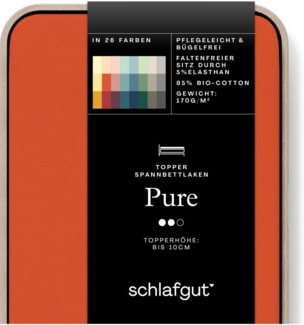 Schlafgut Spannbettlaken PURE TOPPER in Gr. 90x200, 140x200 oder 180x200 cm, Laken für Topper, Jersey-Elasthan, Gummizug: rundum, (1 Stück), aus 100% Bio-Baumwolle, für Matratzen bis 10 cm Höhe, Bettlaken