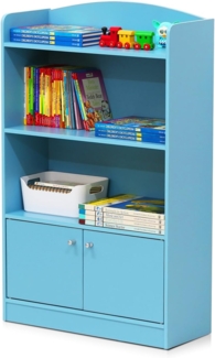 Furinno Magazin/Bücherregal mit Spielzeugschrank für Kinder, Hellblau, 24 x 24 x 97. 99 cm