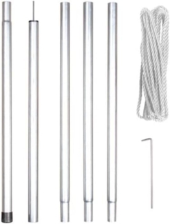 Perel Stangenset für sonnensegel mit abspannseil, 2,5 m, 57 x 6 x 8 cm, silber, GSSK1