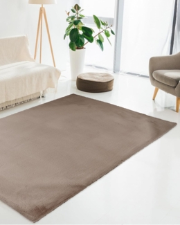 Qiyano Teppich Hochflorteppich Wanga 100 Taupe 80 x 150 cm, Rechteckig