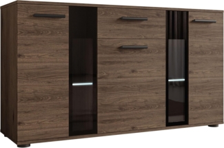 Kommode Salsa, mit blauer LED Beleuchtung, Farbe: Nuss Okapi