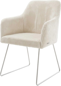 Esszimmerstuhl Greg-Flex Cord Beige Kufengestell Edelstahl Taschenfederkern