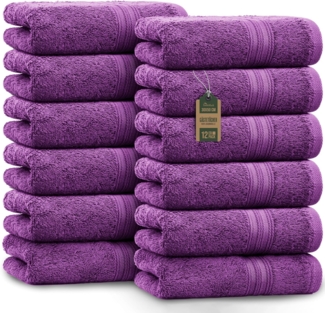 NatureMark Gästetücher – 12er Pack (30x50 cm), 100% Baumwolle, Oeko-Tex Zertifiziert, weich, saugfähig und pflegeleicht – Für Bad, Gäste & Spa – Lila