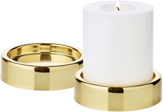 EDZARD Kerzenhalter Sanremo, 2er-Set, Edelstahl, vernickelt, hochglanzpoliert, Gold-Finish, H 2 cm