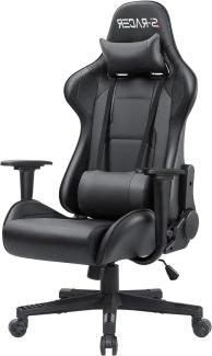 Homall Gaming Stuhl Zocker Computerstuhl, Gamer Ergonomischer Bürostuhl, Hohe Rückenlehne Drehstuhl, PC Stuhl Einstellbarer Neigungswinkel mit Kopfstütze und Lendenkissen (Schwarz)
