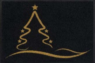 wash+dry by Kleen-Tex Fußmatte Golden Shine, rechteckig, Höhe: 7 mm, Schmutzfangmatte,Motiv Weihnachten Tannenbaum, rutschhemmend, waschbar
