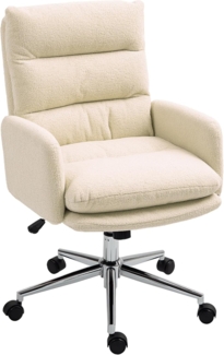 HOMCOM Bürostuhl Ergonomischer Schreibtischstuhl mit Armlehne, Bouclé-Optik (Gepolstert Home-Office-Stuhl, 1 St), Höhenverstellbarer Drehstuhl mit Wippfunktion Cremeweiß