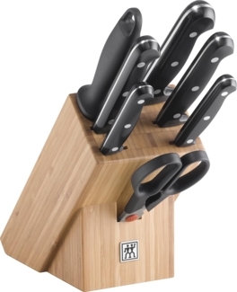 Zwilling Messerblock TWIN Chef 2 (8tlg), Messerblock mit 5 Messern + 1 Schere + 1 Wetzstahl, Bambus