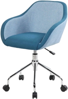 Dmora - Stuhl mit Rädern Mandurah, Task-Bürosessel, ergonomischer Bürositz, 56x58h77/84 cm, Blau