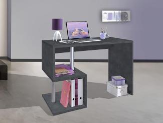 Dmora Esse moderner Schreibtisch für Büro und Arbeitszimmer mit Regal, Made in Italy, Computertisch, PC-Schreibtisch, cm 100x50h78, Farbe Aschgrau