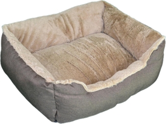 Defactoshop Tierbett Hundebett, Kissen in Leinenoptik, Hundekorb, erhöhte Ränder, verschiedene Größen