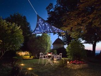 Solar Sonnensegel Sternenhimmel mit 100 LEDs Dreieck Dunkelbau 3,6m