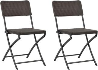 vidaXL Klappbare Gartenstühle 2 Stk. HDPE und Stahl Braun 44551