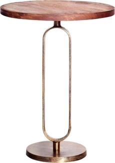 riess-ambiente Beistelltisch ELEGANCE 60cm natur / messing (Einzelartikel, 1-St), Wohnzimmer · Massivholz · Metall · rund · handmade · Modern Design