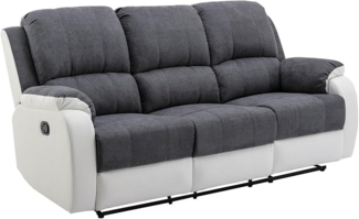 Vente-unique - Relaxsofa 3-Sitzer - Microfaser & Kunstleder - Grau & Weiß - BRODY