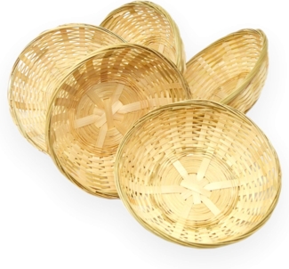 Lashuma Aufbewahrungskorb (Set, 5 St), Dekokörbchen Ø 20 cm, runde Bambuskörbe geflochten