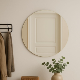 Loevschall Wandspiegel Refine, Wandspiegel Rund für alle Raumtypen, Stilvoller Rahmen, Runder Spiegel für Schlafzimmer, Wohnzimmer, Garderobe und Badezimmer