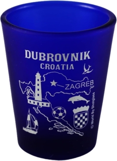 Dubrovnik Croatia Cobalt Blue Frosted Shot Glass by World By Shotglass