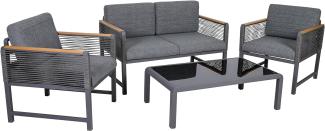 greemotion Lounge-Set Nevi bestehend aus Bank, Zwei Sesseln und Tisch, 4-teilig, Dunkelgrau