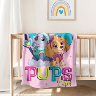 Kinderdecke Paw Patrol 130x170 cm, weich und kuschelig, passend zur Bettwäsche, MTOnlinehandel, das perfekte Geschenk für Mädchen, Fleece-Decke in rosa